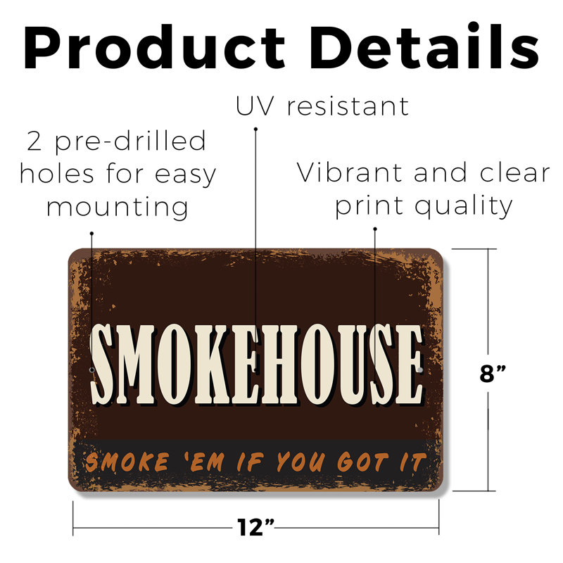 Enseigne en plastique 8 po x 12 po Smokehouse Street (paquet de 2)