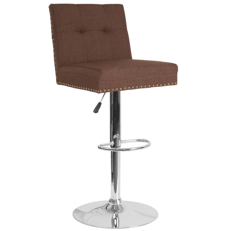 Tabouret de bar capitonné à hauteur réglable Blanco, Brun