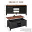 Table basse de rangement à plateau relevable avec porte de grange coulissante Chanya-681362981