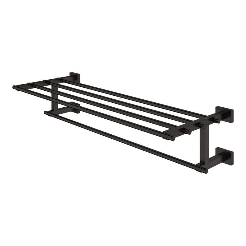 Essentials Cube Wall Mounted Towel Rack, Matte Black