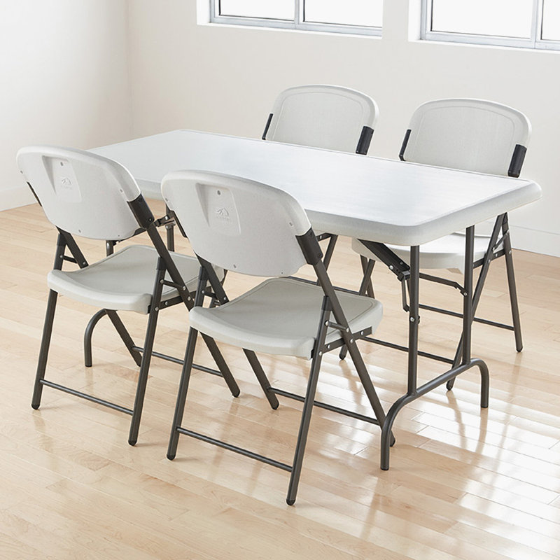 Platinum Granite Industrial Folding Table with Steel Legs, 30" x 60"