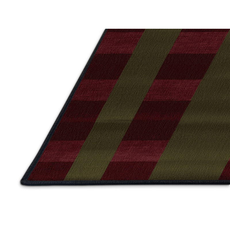 Tapis brun à carreaux lavable à la machine, Rond 3 pi