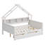 Lits plateforme en bois avec DEL, tablettes de rangement, tiroirs et garde-corps-768879416