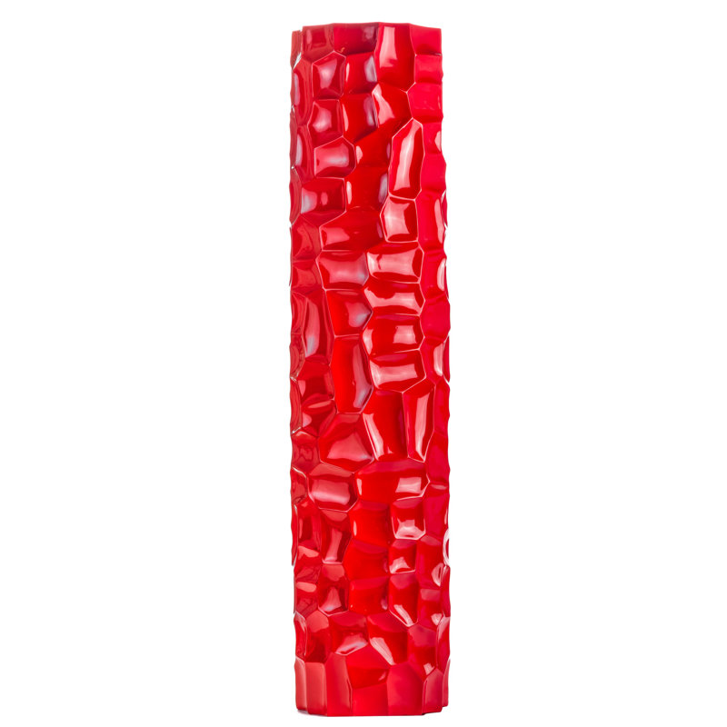 Vase de plancher en résine Schank, Rouge, H 53 po x l 12 po x P 12 po
