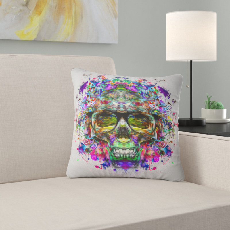  Coussin abstrait avec lunettes et éclaboussures de peinture, 18 po x 18 po, Coussin décoratif