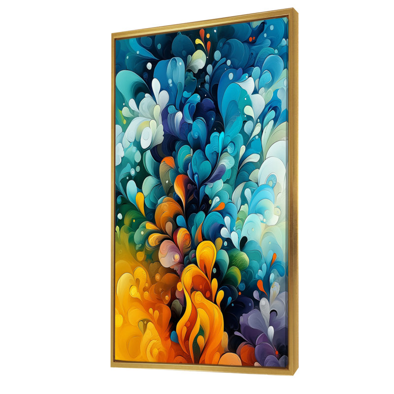 «Novae Colorful Lyrical Abstraction Dream Fragments III», art mural abstraction lyrique, H 60 po x l 28 po, Doré