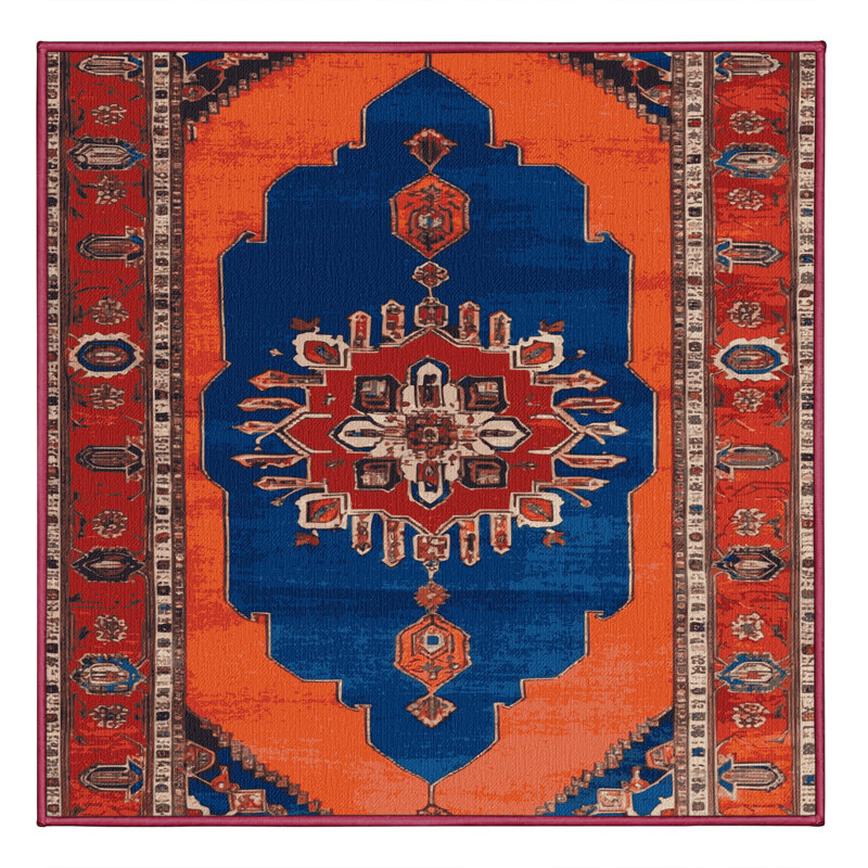 Machine Washable Tabriz Brown Area Rug, Carré 4 pi