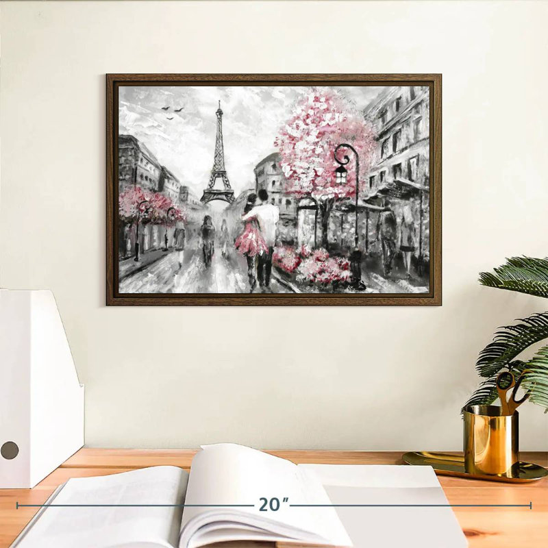 Rose Paris, 13 po x 9 po, Cadre flottant en noyer