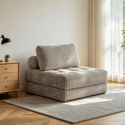 Boneless Upholstered Modern Convertible Lazy Sofa, Compression Lounge Couch for Living Room, Bedroom