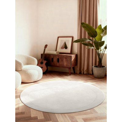 Villeroy & Boch Wool Rug Kivi Organic Round - Soft Natural Living room Rug with Border, Handmade & Natural, Modern Design