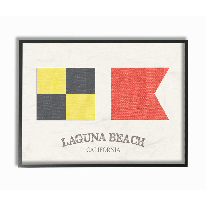 « laguna beach nautique flags », impression, Giclée encadrée noir minuit, H 11 po x l 14 po
