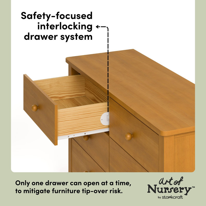 Rio 6 Drawer Dresser, Almond