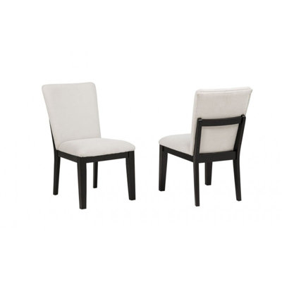 Upholstered Dining Chair Set of 2, Black Wood Finish Dining Room Side Chair Set