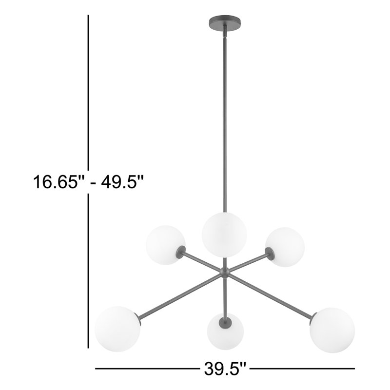 Luminaire suspendu Spoutnik à 6 lumières Minna, Noir