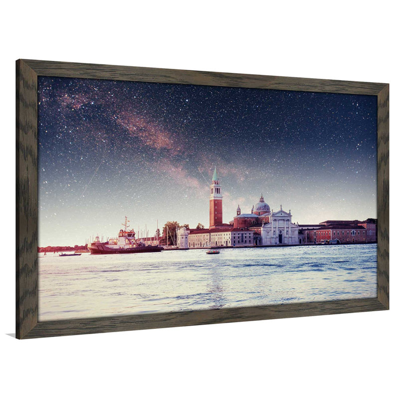 «Milky Way Sea», reproduction d'impression encadrée, H 33,5 po x l 49,5 po x P 1 po, Cadre chocolat patiné