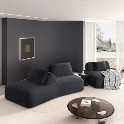 139" Modern Light Luxury Oversized Modular Sectional Sofa Set,DIY Upholstered Fluffy Chenille Sofa With Removable Backrests And Soft Pillows,Deep Seat