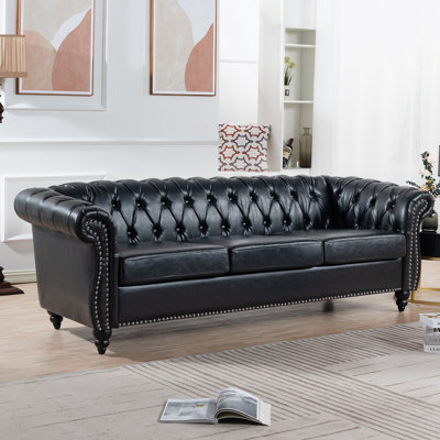 Bruk 84.65'' Faux Leather Rolled Arm Chesterfield Sofa -  Alcott HillÂ®, F893D193767349AD99B60C1CCBE1131C