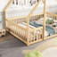 Lit de garde-corps en forme de maison avec fabrication en pin naturel-437868361