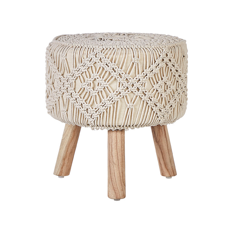 Malik 40cm Wide Round Geometric Footstool Ottoman