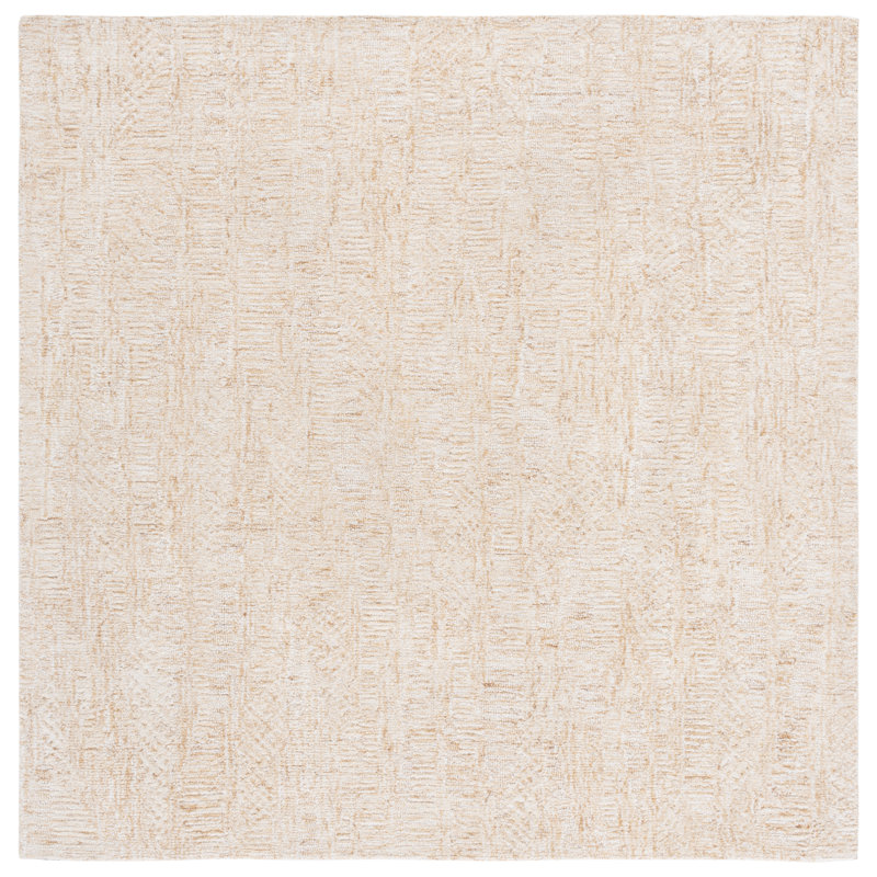 Ceallach Pine Hand Tufted Wool & Cotton Abstract Rug, Square 6'