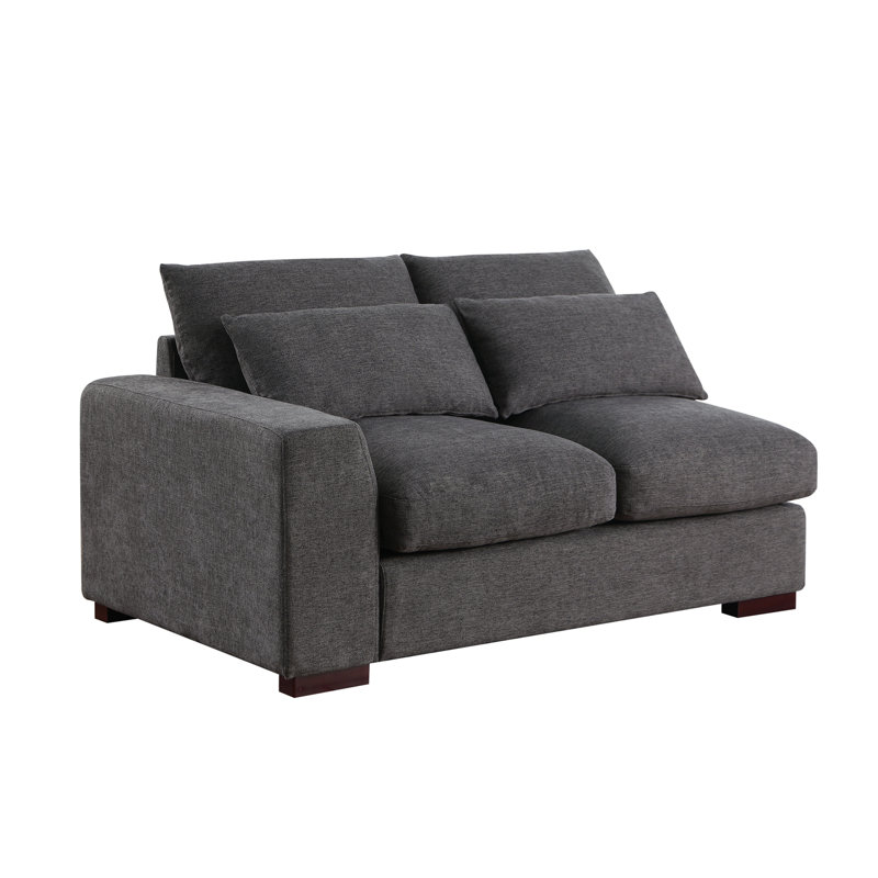 Canapé modulaire en forme de U avec 2 repose-pieds Biaggio, Mélange de lin gris foncé, H 34,25 po x l 123,24 po x P 37,8 po