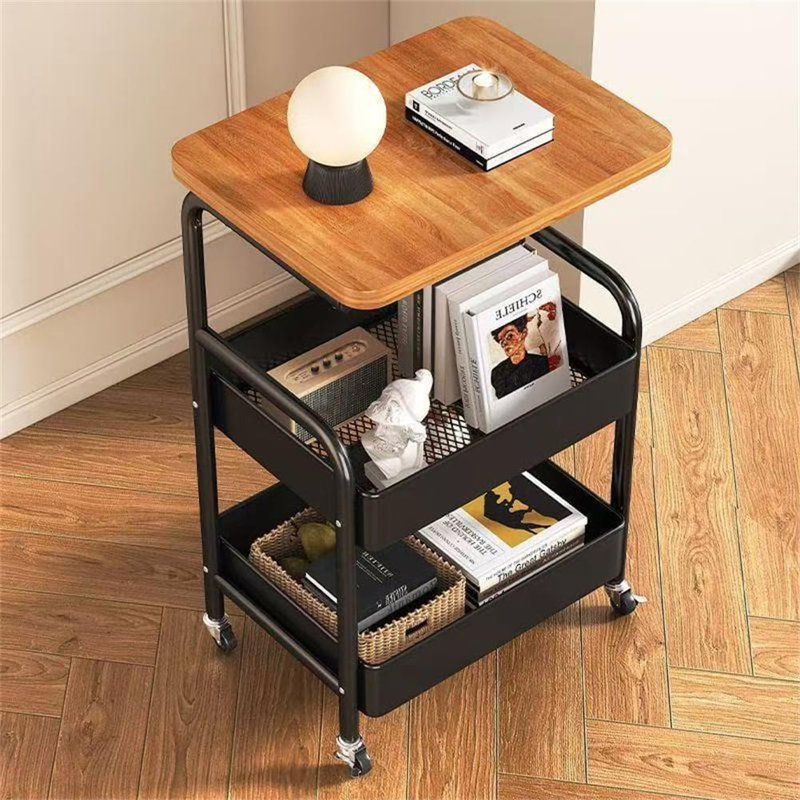 Solid Wood Steel Computer Desk, Brown