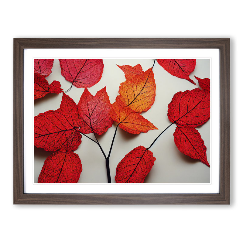 Excellent Autumn Leaf - Framed Print, 46cm H x 64cm W x 2cm D, Walnut