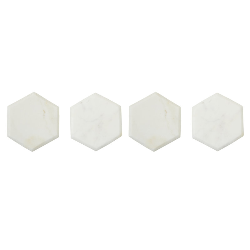 Bekelja Marble Hexagon 4 Piece Coaster Set