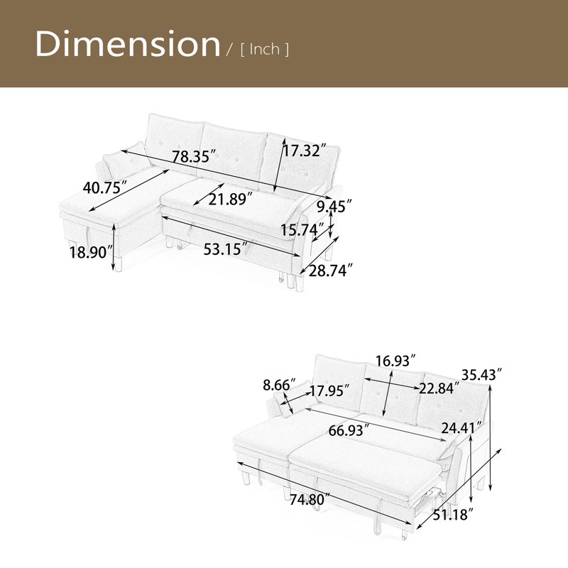 Canapé modulaire à méridienne réversible en L, Lin beige