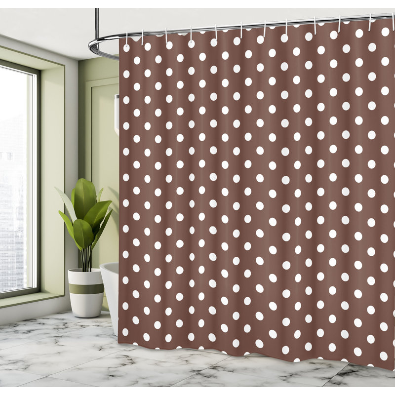  Rideau de douche simple à pois colorés, H 69 po x l 84 po, Blanc ombré