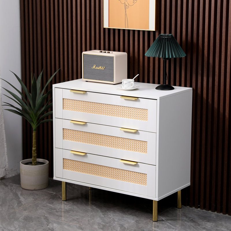 Amesha 80cm W 3 - Drawer Chest of Drawers, White