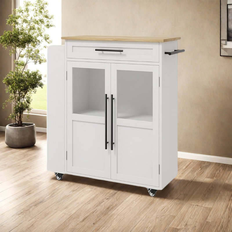 Wood Kitchen Island, White