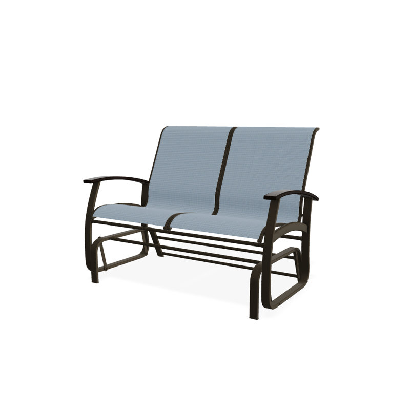Belle Isle Outdoor Glider, Textured Beachwood, Kona P10, Aqua