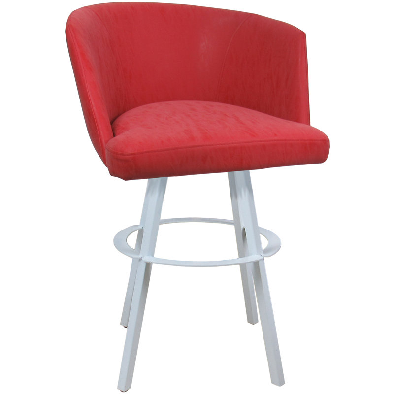 Tabouret de bar pivotant en métal Karimah, Noir, Blanc