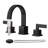 4 Inch Matte Black Bathroom Sink Faucet For Sink 3 Hole With Water Hoses And Pop Up Drain