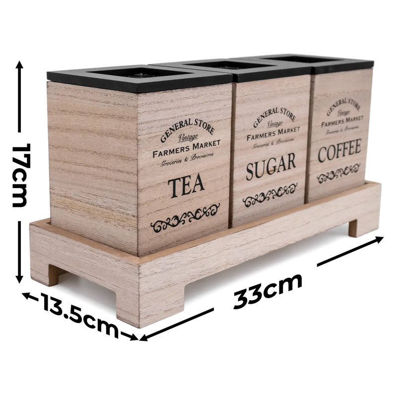 Manufactured Wood Jar - Set of 3, Brown