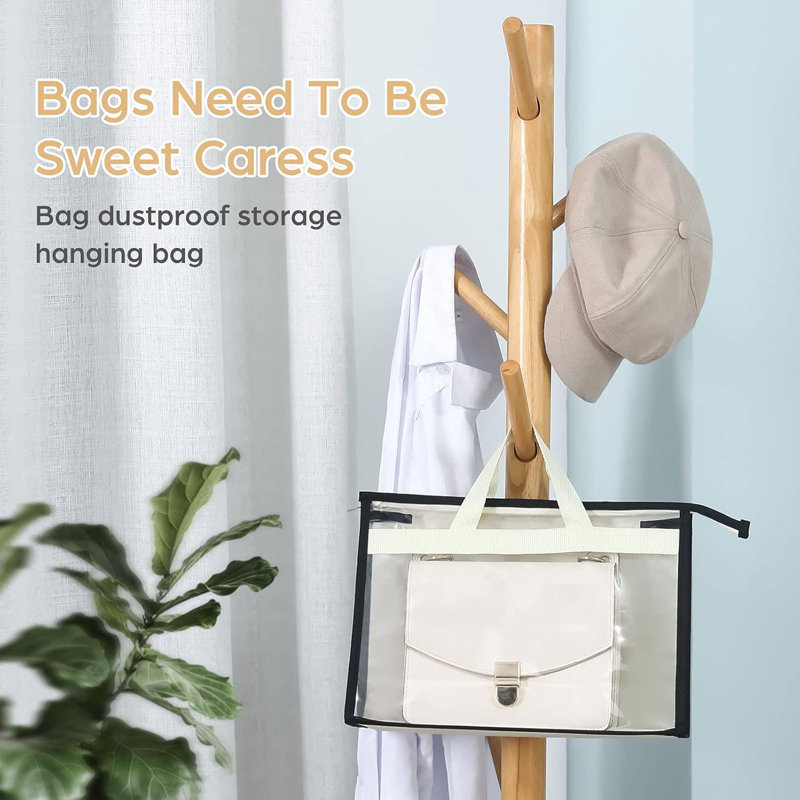 9 Pack Dust Bags For Handbags, Clear Handbag Storage, Purse Storage Organizer For Closet, Purse Cover Hanging Closet Organizer With Zipper