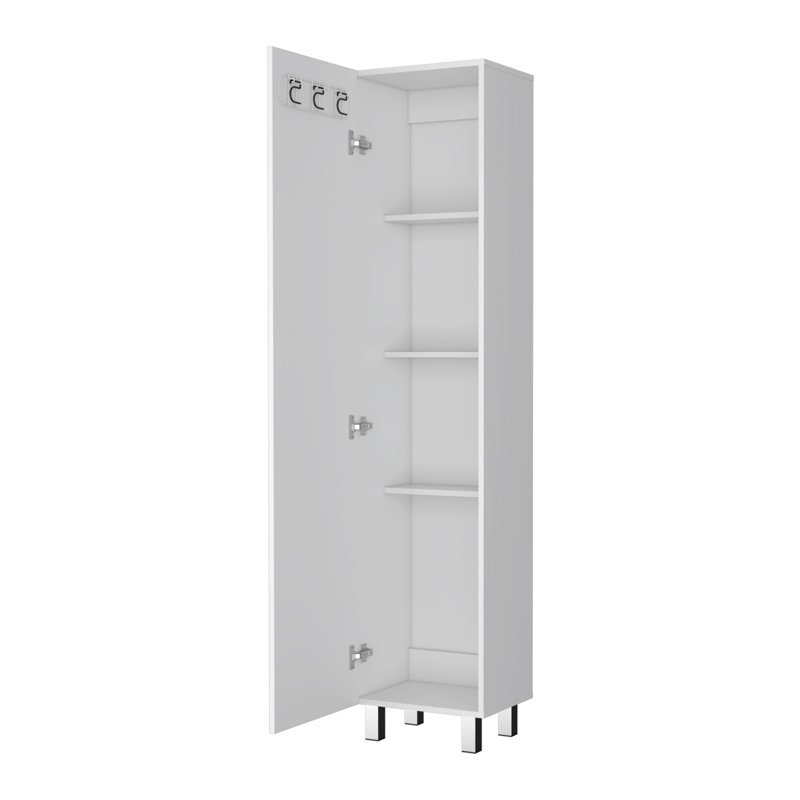 Clarno Tall Storage Cabinet, Single Door with Broom Hangers