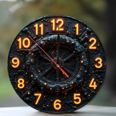 Steampunk Clock Wall Decor Orange Neon