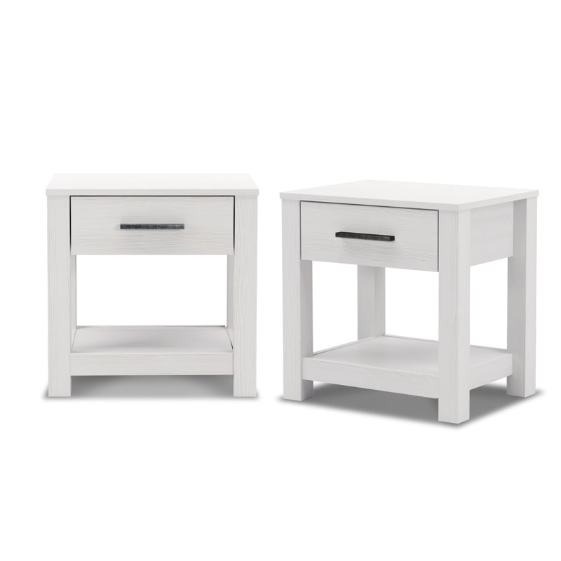 Loft One-Drawer Nightstand Set (2-Piece), White