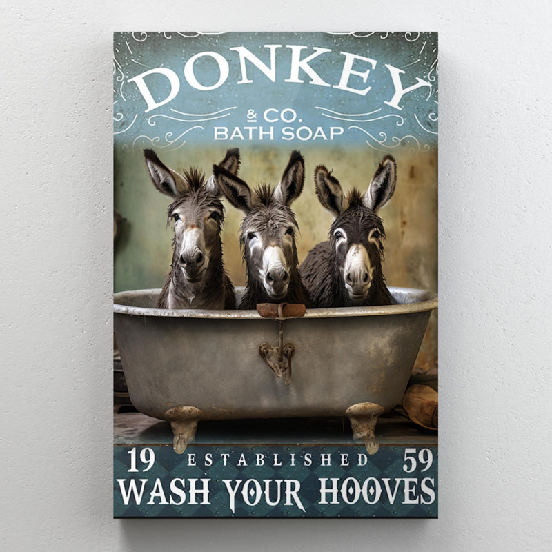 «Jacobsohn Donkey Bath Soap 1», impression sur toile, H 14 po x l 11 po x P 1,25 po