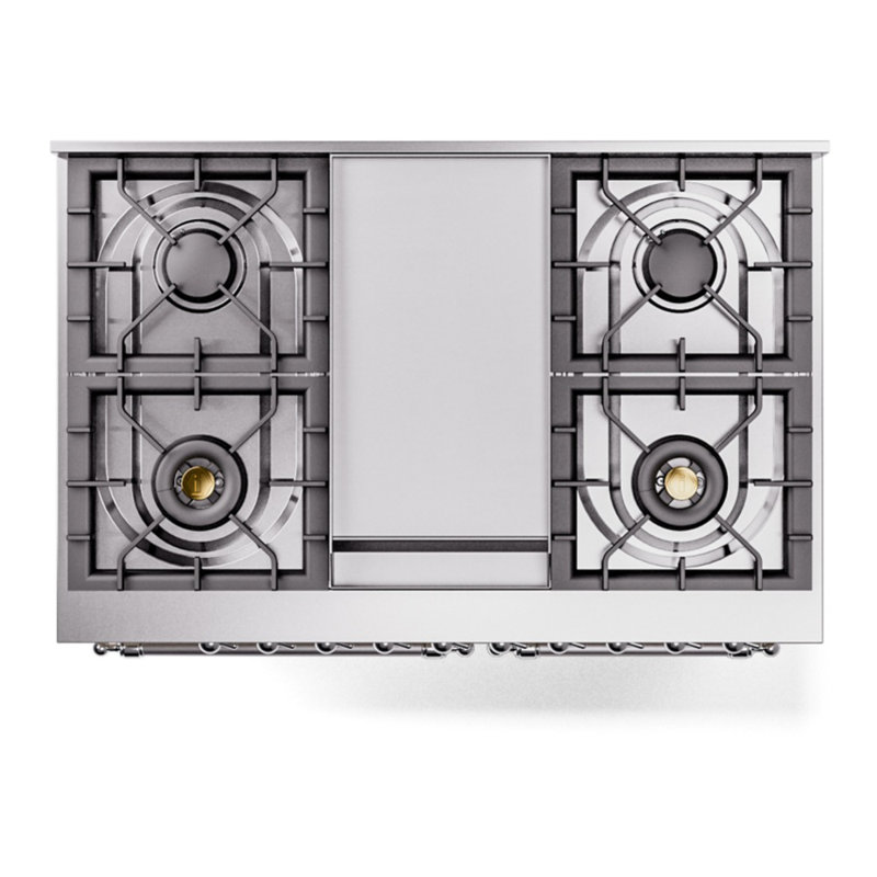ILVE Nostalgie II 40 in Dual Fuel Range, Antique White/Chrome, Liquid Propane