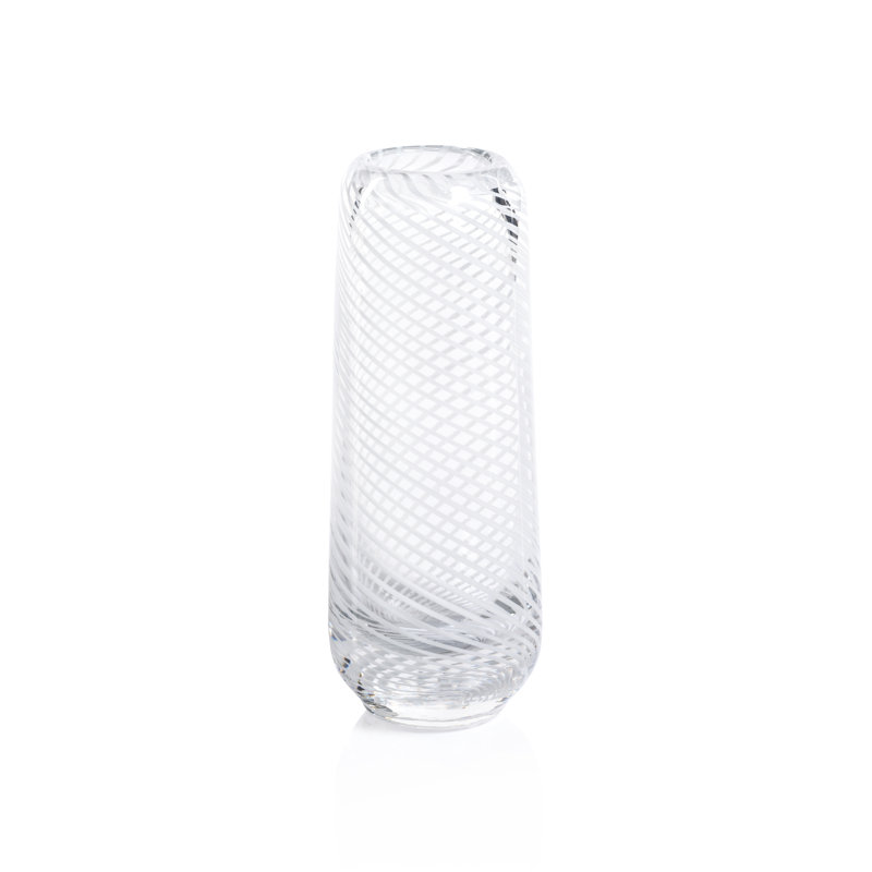 Joshuel Glass Table Vase, White/Clear