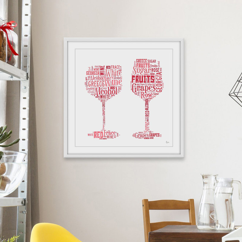 « wine design », reproduction d’art encadrée, H 12 po x l 12 po x P 1,5 po