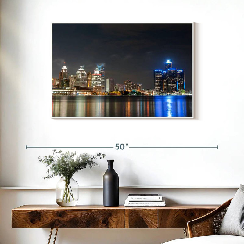 Detroit, 37" X 25", Floating Frame White