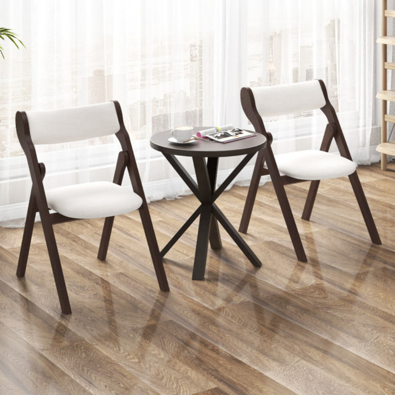 Set of 2 Folding Chairs with Comfy Padded Backrest and Seat