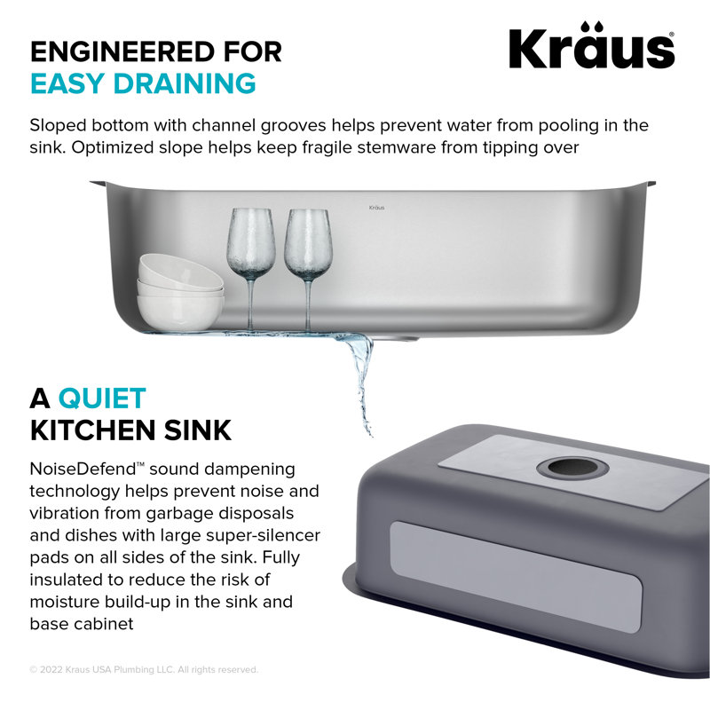Kraus 32-inch Stainless Steel Undermount Single Bowl Kitchen Sink