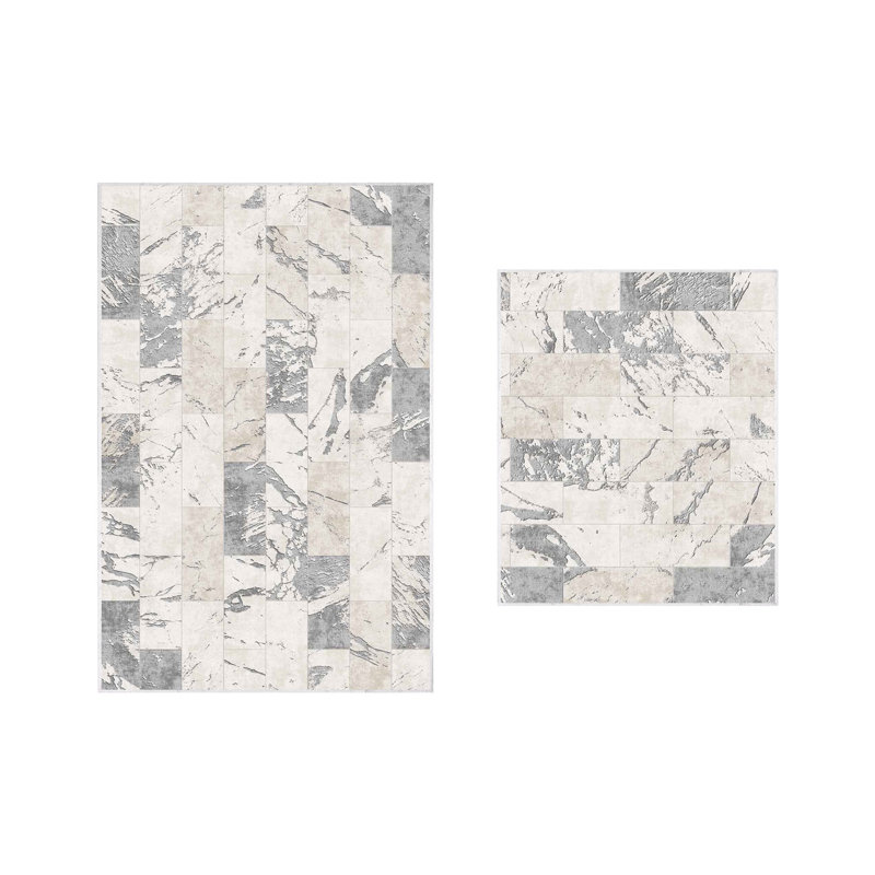 Ensemble 2 tapis de bain, Gris / gris foncé