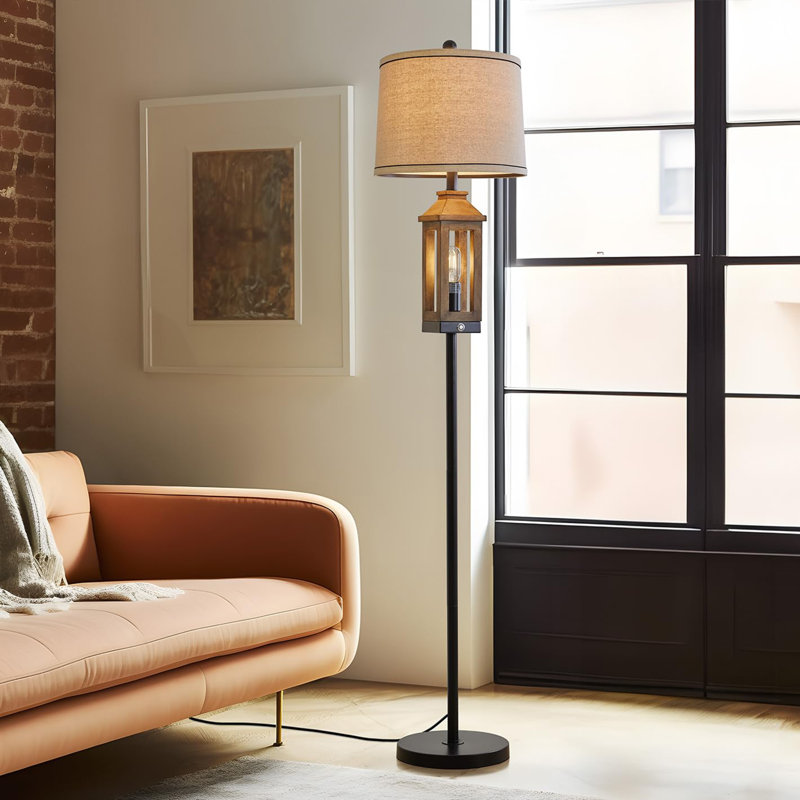 63" Farmhouse Floor Lamps, Wood