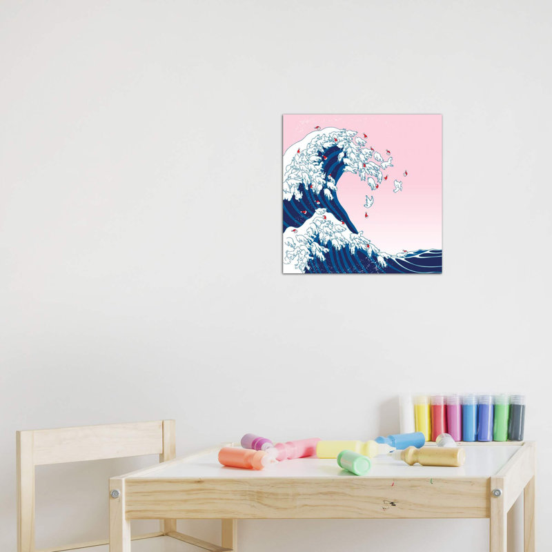 «Christmas Llama Great Waves in Pink» par Big Nose Work - impression d'art graphique, Toile tendue, Aucun mat